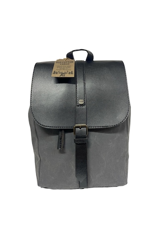 Old Cotton Cargo Vintage Kanvas Tek Bölmeli Büzgülü Kapaklı Disayn Gezi Kamp Okul Günlük Sırt Çantası 24x35cm Gri
