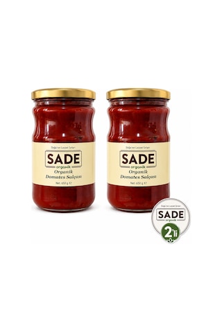 Sade Organik Domates Salçası 650 Gr 2 Li Paket Sade Organik Domates Salçası 650 Gr 2 Li Paket