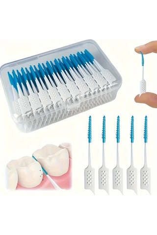 Willowhaven 200 Adet Mavi Diş İpi - Yumuşak Silikon İnterdental Fırça, Etkili Temizlik Ve Hassas Diş Etleri İçin