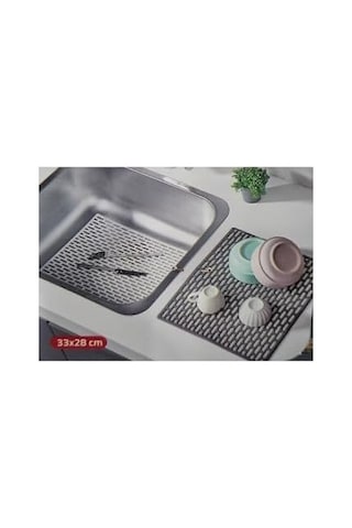 Dikdörtgen Silikon Lavabo Buzluk Matı 33x28 Cm Antrasit Renk 1 Adet Isglvb112 Altın