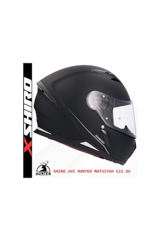 Shiro Fullface Hunter M.C Motosiklet Kaskı Kapalı Siyah