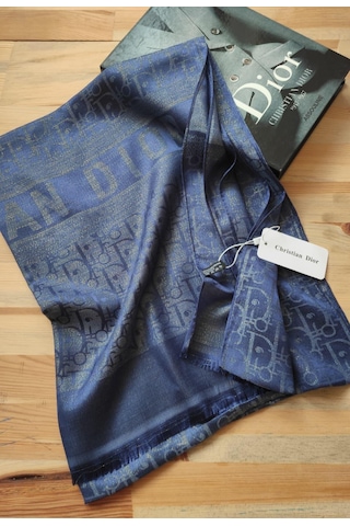 Miorel Scarfs Cd Desen Kaşmir İpek Şal Scarfs Cashmere Shawl Hijab Yeni Sezon Lacivert