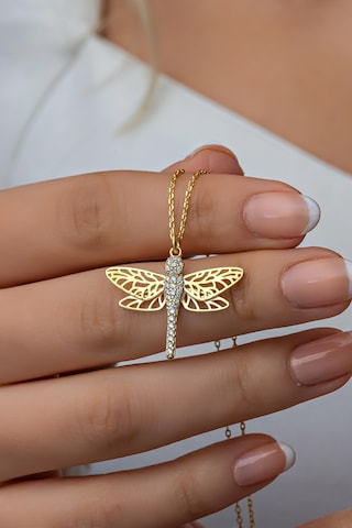 Nereze 925 Ayar Gümüş Zirkon Taşlı Gold Yusufcuk Kolye
