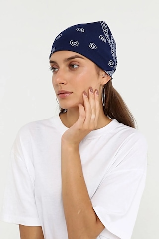 Herşey Nota Etnik Desen Fular Pamuklu Unisex Lacivert 1717 Çok Renkli
