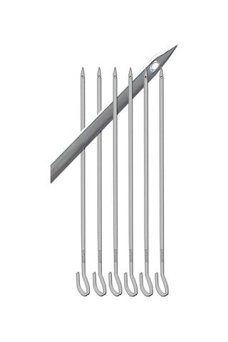 6 Adet Paslanmaz Çelik Tokat Kebabı Şişi 30cm Ucu Delik Özel Ürün 7x2mm Kancalı Yassı Kebap Şişleri