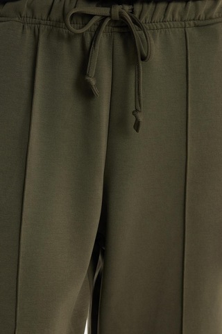 Tudors Kadın Modal Kumaş Slim Fit Dar Kesim Beli Lastikli Bağcıklı Haki Pantolon-34247 Haki