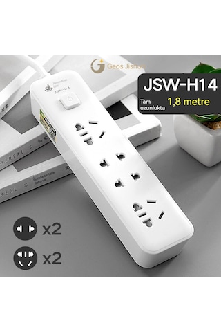 Jian Fan Soket Anti-şok Usb Soketi 1.8m Soket Kartıofis Ev Çok Fişli Soket Saf Sakır Soket Soket