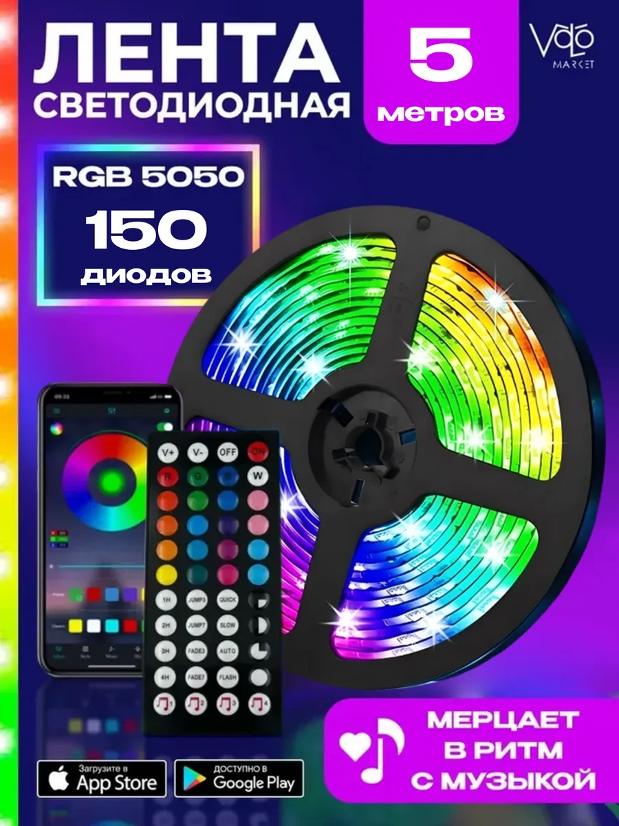 Volomarket 5 Metre Rgb Led Işıklı Led Şerit Ve Uzaktan Kumanda 415459728 Beyaz