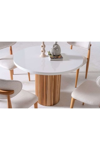 Bruge Modern Yemek Masası Takım 2 Sandalye Beyaz