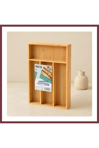 Storeşahin Bambu Çekmece Kaşıklık 22.4x33 Cm - 4 Bölmeli Çok Amaçlı Organizer Shn0720