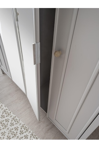 Yakamoz Sis Gri 4 Kapaklı Elbise Dolabı Gardırop 173x56x201cm