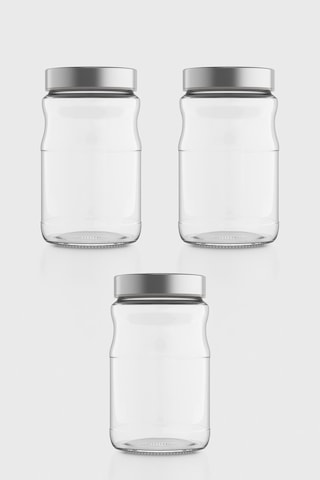 Renga Voca 1700 Ml Metal Kapaklı 3'lü Cam Kavanoz Seti 131077 Gümüş