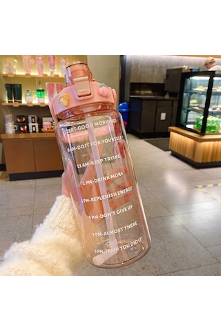 Worryfreeshopping Büyük Kapasiteli Sızdırmaz Su Şişesi 2 L Pembe