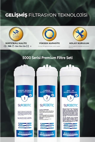 Inline Premium 5000 Serisi Yedek 3lü Su Arıtma Cihazı Filtre Seti