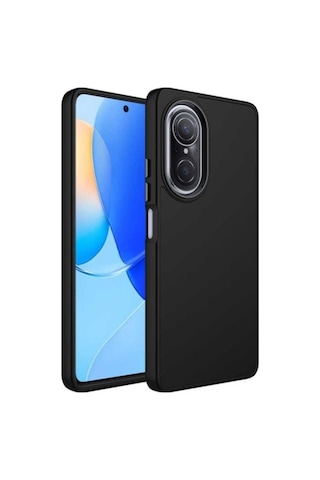 Huawei Nova 9 Se Kılıf Metal Çerçeve Ve Buton Tasarımlı Silikon Zore Luna Kapak Siyah