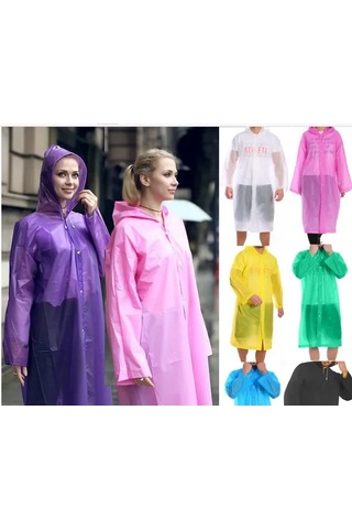 Kadın Erkek Yağmurluk Kapüşonlu Çıtçıtlı Eva Raincoat 4832 Çok Renkli