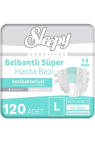 Sleepy Sensitive Antibakteriyel Süper Yetişkin Hasta Bezi Large 30x4 120 Adet L