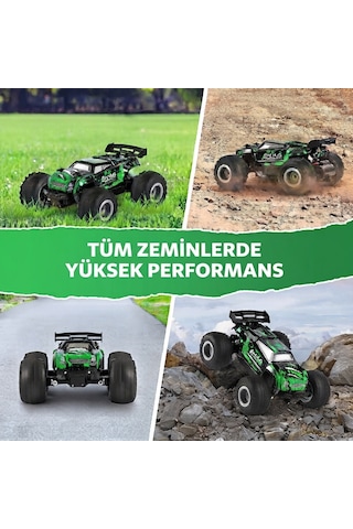 Uzaktan Kumandalı Full Fonksiyon Şarjlı Işıklı Drift Özelikli 4x2 15 Km Hız Of Road Araba 1:18 Şarjlı High Off Road Araba Erkek Hediye Kumandalı Araç Yeşil