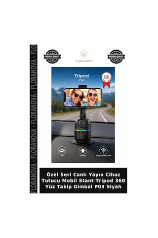 Özel Seri Canlı Yayın Cihaz Tutucu Mobil Stant Tripod 360 Yüz Takip Gimbal P03 Siyah