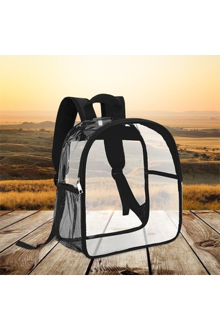 Homyl Şeffaf Sırt Çantası Pvc Mini Dayanıklı Gizli Sakli Siyah
