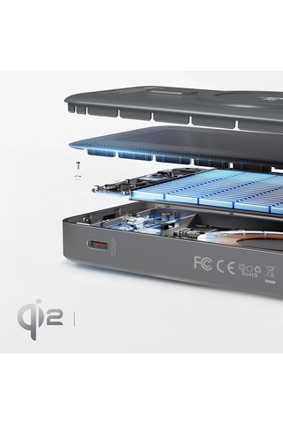 Lenyes Pw1009d Pd 35w Qi2 Teknolojili Wireless Powerbank Type-c Kablolu Standlı 15w 10000mah Gri