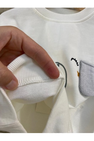 Minizoo Baby Köpek Kulaklı Erkek Çocuk Eşofman Takım Beyaz