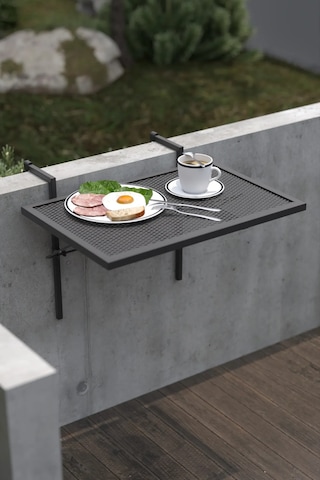 Retodesign Metal Katlanır Balkon Masası -askılı Katlanır Masa 500 Siyah