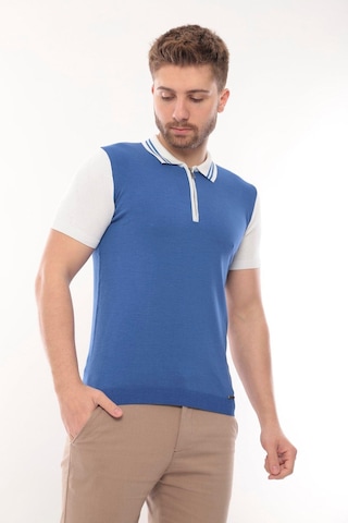 Fore Sport Tişört Kısa Kol Triko Polo Yaka Fermuarlı Saks Beyaz