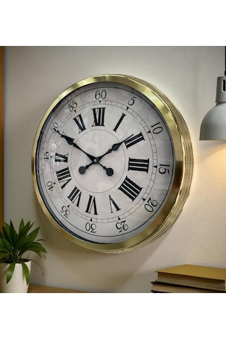 60 Cm Gold Metal Dekoratif Roma Rakamlı Duvar Saati 11 31355117
