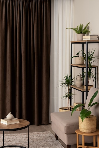 Süet Elit Kadife Dokulu Natural Fon Perde Salon Oturma Odası Yatak Odası Antre Kahverengi