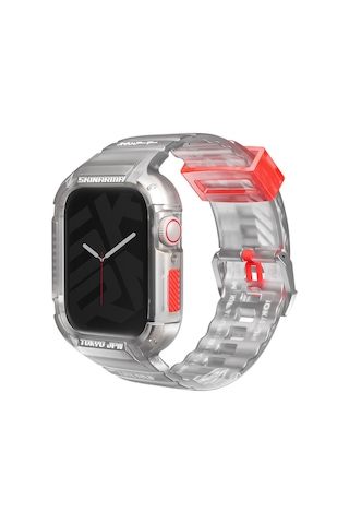 Watch 7 45mm Kordon Skinarma Saido Sert Pc Kasa Koruyuculu Silikon Strap Kayış Şeffaf Şeffaf