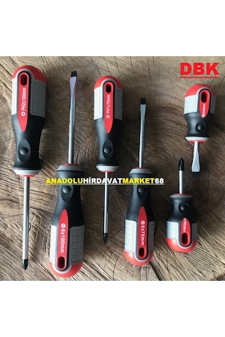 Dbk Crv Çelik Yıldız Uçlu Tornavida Düz Uçlu Tornavida Seti 6Pcs