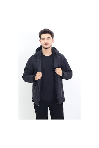Hk Premium Erkek Kışlık Mont Su İtici Rüzgar Geçirmez Kapüşonlu Kalın Sport Outdoor Parka Siyah