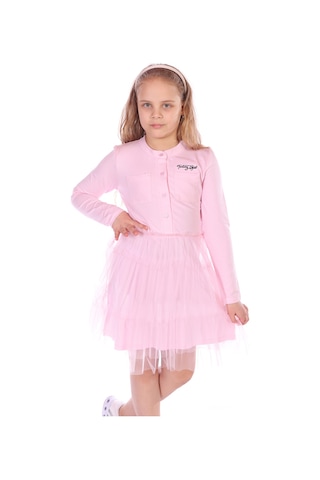 Toontoy Kız Çocuk Düğmeli Toontoy Girl Nakışlı Tüllü Elbise Siyah