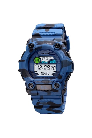 Xindoker Skmeı 1635 Kısa Beden Mavi Kamuflaj Çocuk Spor Saati - Saat, Hafta, Tarih, Alarm, Işıklandırma Ve 5atm Su Geçirmezlik Çok Renkli