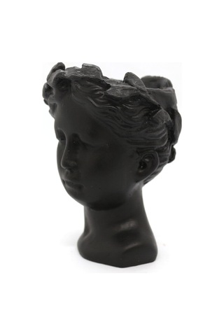 El Yapımı Antik Helen Biblo Saksı Küçük 15 Cm Siyah