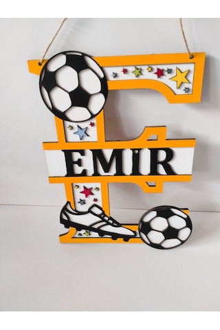 Kişiye Özel Çocuk Odası Kapı Süsü Turuncu - Beyaz