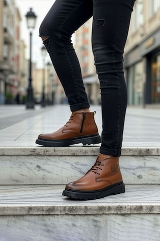 Big King Hakiki Deri Erkek Yarım Bot Taba