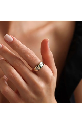 Emerald Taşlı Altın Yüzük T13159 Renkli