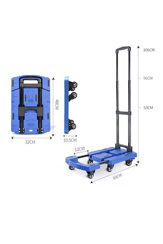 6 Tekerlekli Katlanabilir Paket Taşıma Arabası Lacivert 200kg