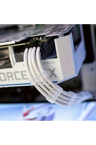 Xuweiwei Beyaz Tel Tarakli Psu Kablo Uzatma Seti 1x24 Pin 1x8 Pin 2x8 Pin Pcıe Atx Guc Kaynagi