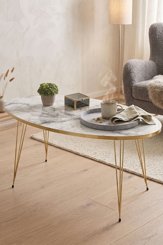 Vaveni Orta Sehpa Elips Gold Efes Tel Arz Altın
