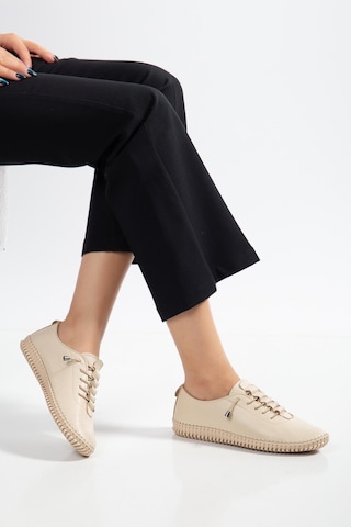 Suins Ramia Model Hakiki Deri Yumuşak Kadın Günlük Spor Ayakkabı Sneaker Bej