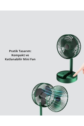 Mey İthalat Taşınabilir Şarjlı Mini Fan Katlanabilir Gövde, 3 Hız Kademesi