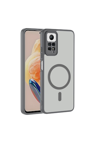 Xiaomi Redmi Note 11 Pro Kılıf Kamera Korumalı Mat Darbe Emici M-safe Şarj Özellikli Silikon Kapak gri