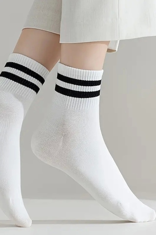 Meine Liebe 2 Li Paket Çember Detaylı Kolej Tenis Çorap Beyaz