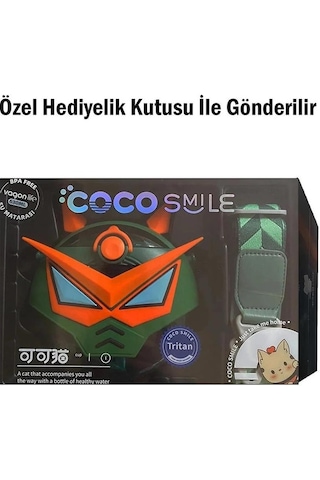 Vagon Coco Smile Özel Kutulu 630 Ml Pipetli Robot Temalı Tritan Su Matarası -boyun Askılı Yeşil