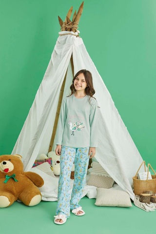 Genç Kız Aydoğan Pamuklu Pijama Takımı 240769 Mint Mint