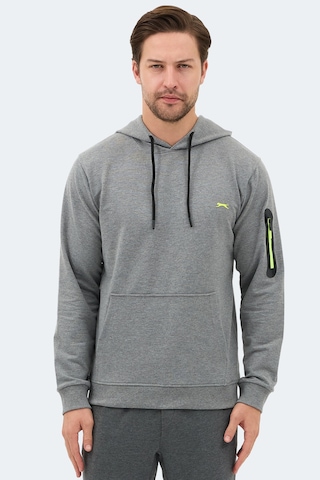 Slazenger Ozzy In Erkek Kanguru Cepli Kapüşonlu Gri Sweatshırt Gri