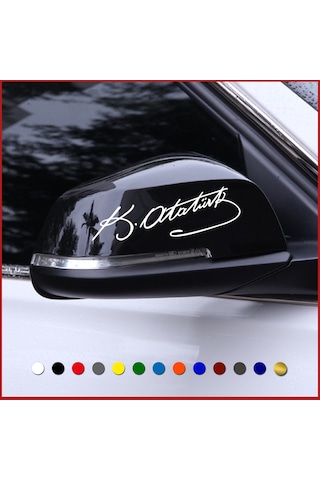 Atatürk Imza Sticker (2 Adet) Yan Ayna Kemal Atatürk Oto Sticker